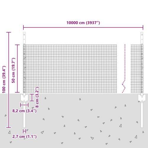 Ograda od zavarene žice s 44 U stupovima Zelena 0.5x100 m Čelik Cijena