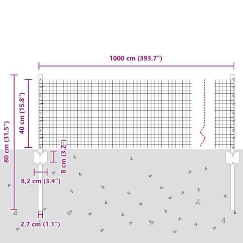 Zavarena žičana ograde s 5 U postova Siva 0.4x10 m Čelik Cijena