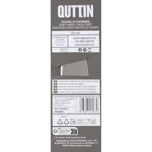 Kuhinjski Nož Quttin SYBARITE Crna Srebrna 20 cm (8 kom.) Cijena