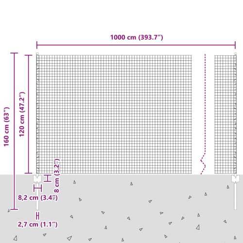 zavarena žičana ograda s 10 U postova Siva 1,2x10 m Čelik Cijena