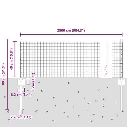 zavarena žičana ograda s 11 U postova Siva 0.4 x 25 m Čelik Cijena