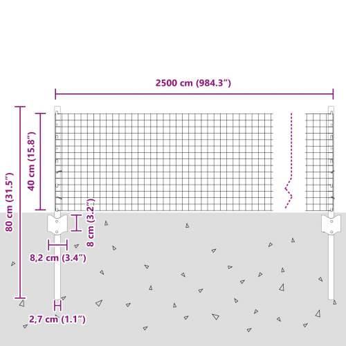 Zavareni žičani zid s 11 U Postova Siva 0.4x25 m Čelik Cijena