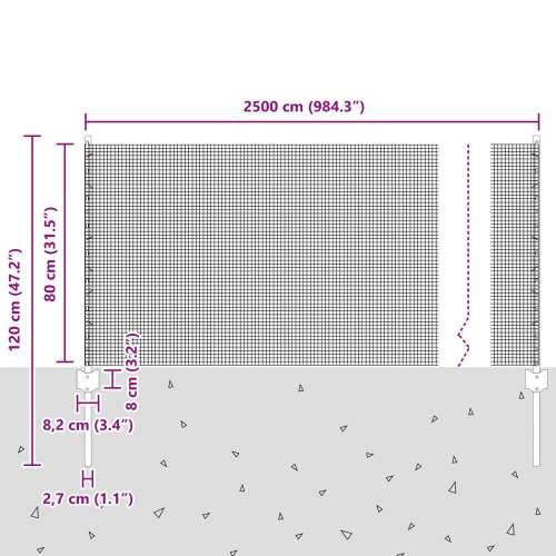 Zavarena žičana ograda s 11 U stupova, Siva 0.8x25 m, Čelik Cijena