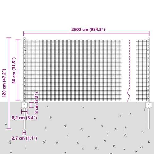 Zavarena žičana ograda s 44 U stupova Siva 0.8x100 m Čelik Cijena