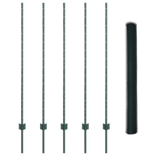 Ograde za stupove 5 kom U-kanal Zelena 140 cm Čelik, Šesterokutna Ograda Zelena 1.4x10 m Čelik Cijena