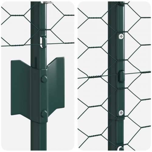 Ograde za postavljanje 11 kom U-kanal Zelena 140 cm Čelik, Šesterokutna ograda Zelena 1,4x50 m Čelik Cijena