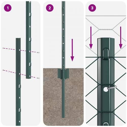 Ograde za postavljanje 11 kom U-kanal Zelena 140 cm Čelik, Šesterokutna ograda Zelena 1,4x50 m Čelik Cijena