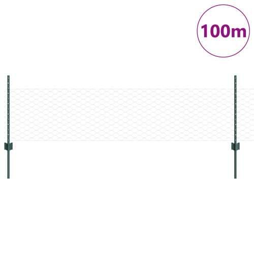 Stalak za ogradu 11 kom U-kanal zelena 60 cm čelik, Šesterokutna ograda zelena 0.5x100 m čelik Cijena
