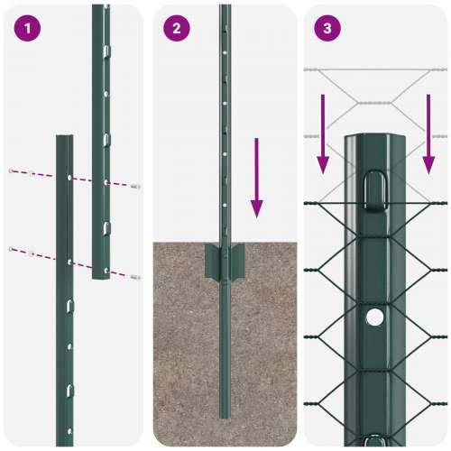 Ograde za postavljanje 11 kom U-kanal zelena 100 cm čelik Cijena