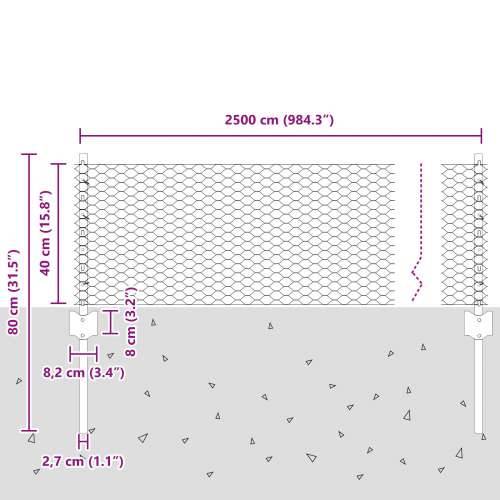 Ograda Stupovi 11 kom U-Kanal Siva 40 cm Čelik, Šesterokutna Ograda Siva 0.4x25 m Čelik Cijena