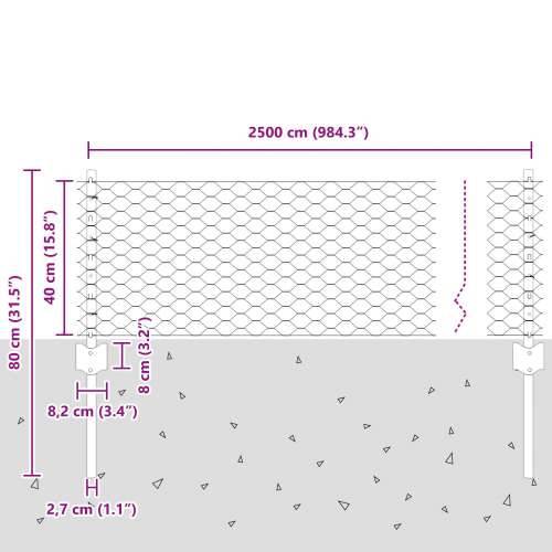 Stube za ograde 11 kom U-kanal siva 40 cm čelik, Hege ograda siva 0.4x25 m čelik Cijena