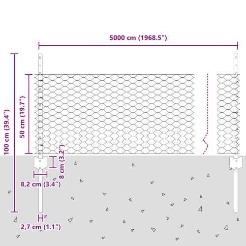 stupovi ograde 11 kom U-kanal sivi 60 cm čelik, šesterokutna ograda siva 0.5x50 m čelik Cijena