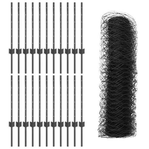 Ograde Posts 11 kom U-kanal Siva 60 cm Čelik, Šesterokutna ograda Siva 0.5x50 m Čelik Cijena