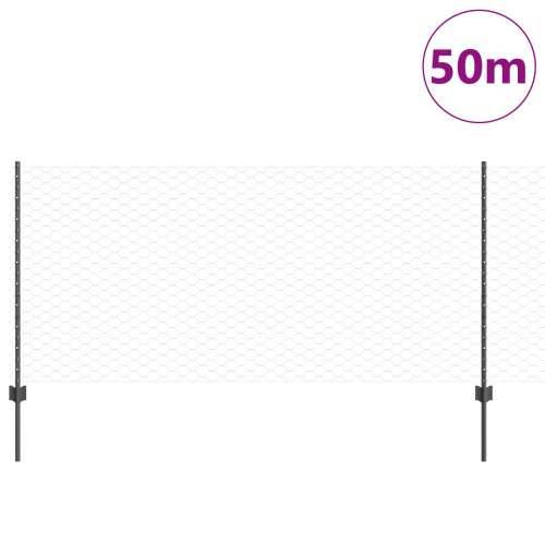 Stupovi ograde 22 kom U-kanal Sivi 100 cm Čelik, Heksagonalna ograda Siva 1x50 m Čelik Cijena