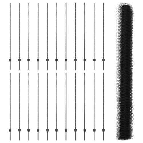 Postovi ograde 22 kom U-kanal Sivi 160 cm Čelik, Šesterokutna ograda Siva 1,6x50 m Čelik Cijena
