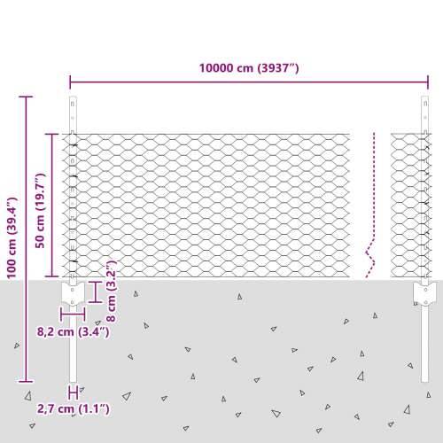 Postovi ograde 11 kom U-kanal Siva 60 cm Čelik, Šesterokutna ograda Siva 0.5x100 m Čelik Cijena