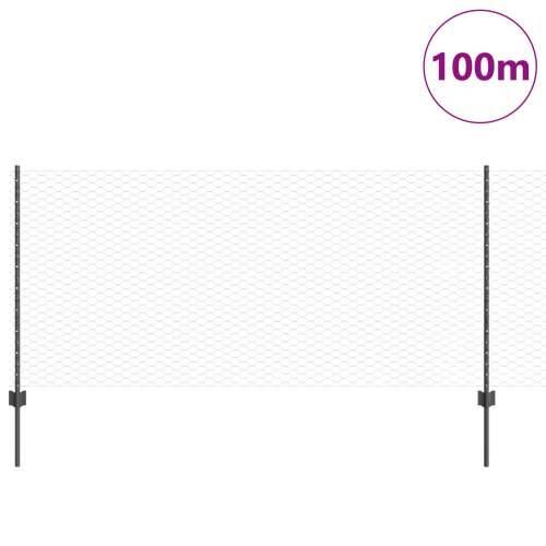 Ograde za skele 22 kom U-kanal sivi 100 cm čelik, Šesterokutna ograda sivi 1x100 m čelik Cijena