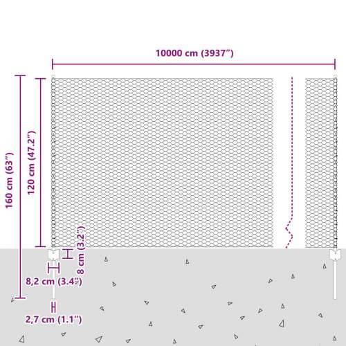 Ograda postovi 22 kom U-kanal siva 120 cm čelik, heksagonalna ograda siva 1.2x100 m čelik Cijena