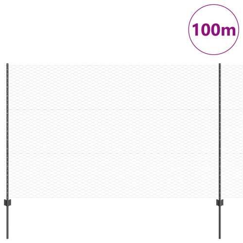 Stupci Ograde 22 kom U-Kanal Sivi 150 cm Čelik, Šesterokutna Ograda Siva 1.5x100 m Čelik Cijena