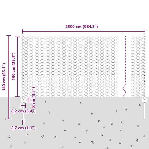 Set šesterokutnih vrtnih ograda Set od 2 Pocinčani čelik 25 x 1 m Cijena