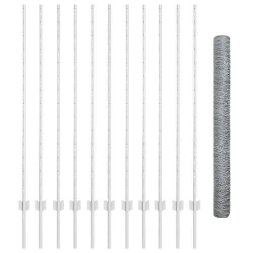 posts za ogradu 22 kom U-kanal 140 cm Galvanizirani čelik, Šesterokutna ograda 1.4x25 m Galvanizirani čelik Cijena