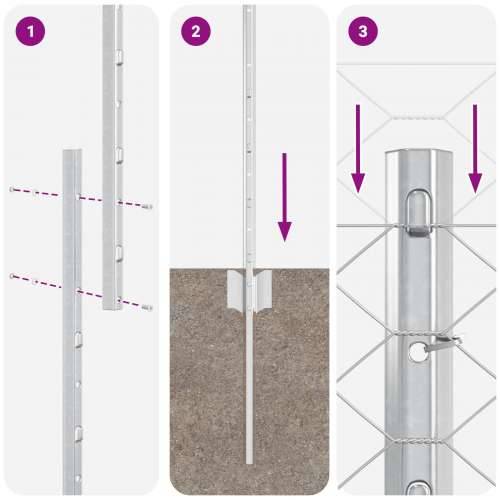 posts za ogradu 22 kom U-kanal 140 cm Galvanizirani čelik, Šesterokutna ograda 1.4x25 m Galvanizirani čelik Cijena