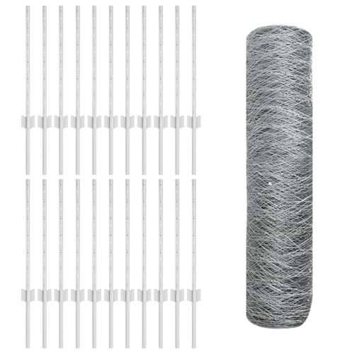 Ogradni stupovi 11 kom U-Channel 60 cm od galvaniziranog čelika, Šesterokutna ograda 0.5x50 m od galvaniziranog čelika Cijena