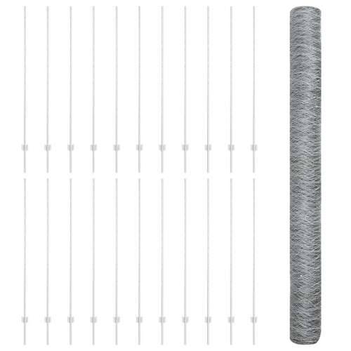 posts za ograde 22 kom U-kanal 160 cm pocinčana čelika, šesterokutna ograda 1.6x50 m pocinčana čelika Cijena