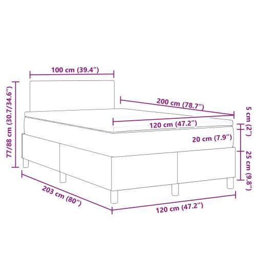 Krevet s opružnom kutijom s madracem svijetlozelena siva 120x200 cm korduroj tkanina Cijena