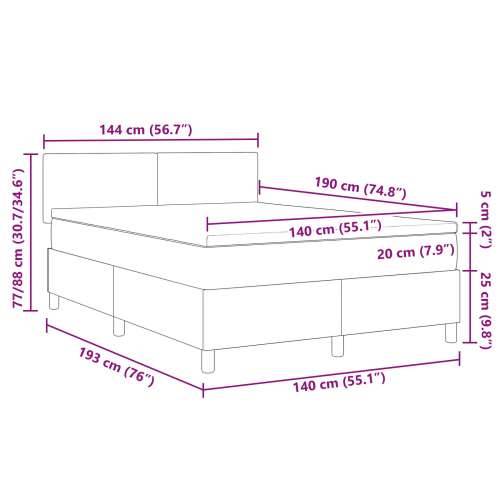 Krevet s box springom s madracem svijetlosivi 140x200 cm tkanina od kordura Cijena