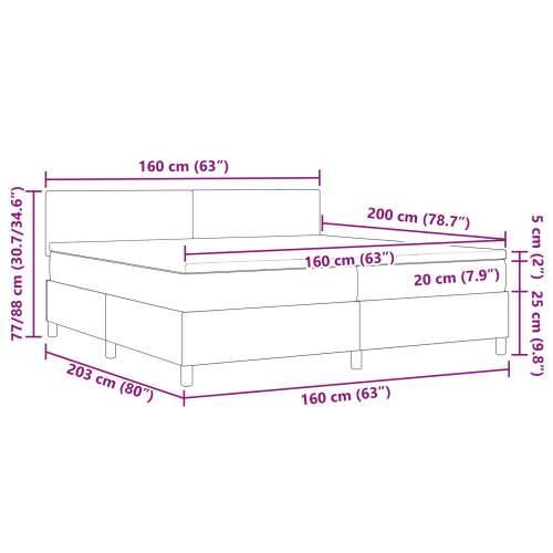 Krevet s oprugom s madracem svijetlo siva 160x200 cm tkanina od kordura Cijena
