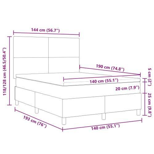 Box Spring Krevet s madracem Tamno sivi 140x200 cm Baršunasta tkanina Cijena