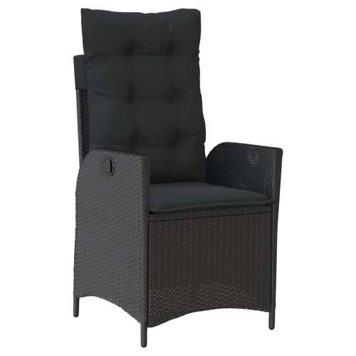 Vrtna garnitura - 7-dijelni vrtni blagovaonski set s jastucima crni od poliratana - Crna 150 x 90 x 75 cm Bez naslona za noge 6 Cijena