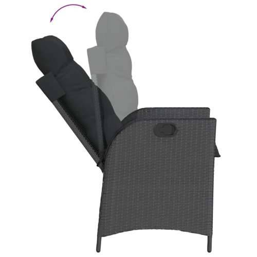 Vrtna garnitura - 7-dijelni vrtni blagovaonski set s jastucima crni od poliratana - Crna 150 x 90 x 75 cm Bez naslona za noge 6 Cijena