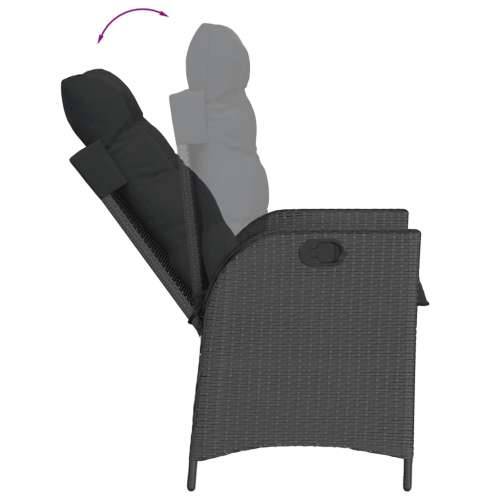 Vrtna garnitura - 7-dijelni vrtni blagovaonski set s jastucima crni od poliratana - Crna 190 x 90 x 75 cm Bez naslona za noge 6 Cijena