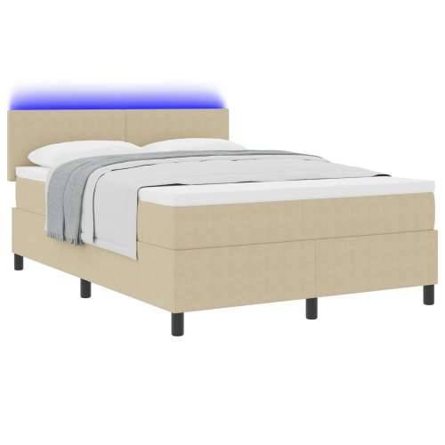 Box Spring Krevet s Madracem & LED Svjetlom Zelena Siva 140x200 cm Tkanina od kordure Cijena