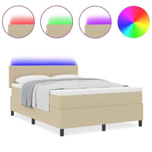 Box Spring Krevet s Madracem & LED Svjetlom Zelena Siva 140x200 cm Tkanina od kordure Cijena