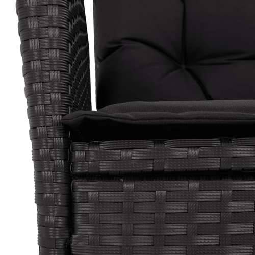Vrtna garnitura - 7-dijelni vrtni blagovaonski set s jastucima crni od poliratana - 200 x 100 x 74 cm Bez naslona za noge 6 Cijena