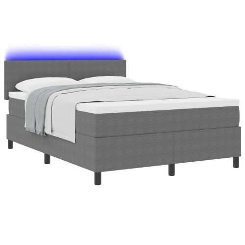 Krevet s box springom s madracem&LED svjetlom Sivi 140x200 cm Tkanina od čordura Cijena