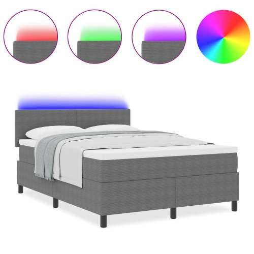 Krevet s box springom s madracem&LED svjetlom Sivi 140x200 cm Tkanina od čordura Cijena