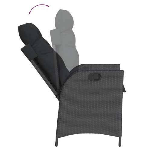 Vrtna garnitura - 9-dijelni vrtni blagovaonski set s jastucima crni od poliratana - 200 x 100 x 74 cm Sa naslonom za noge 8 Cijena
