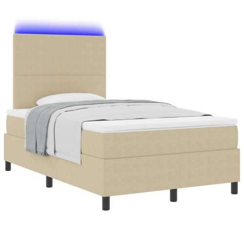 Box Spring Krevet s Madracem & LED Svjetlom Bež 120x200 cm Pamučna Tkanina Cijena