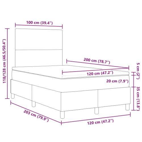 Box Spring Krevet s Madracem & LED Svjetlom Bež 120x200 cm Pamučna Tkanina Cijena