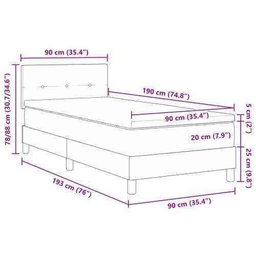 Box Spring Krevet s Madracem Svjetlosiva Jednokrevetna Baršun Cijena
