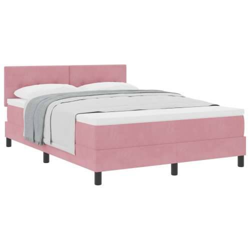 Ružičasti Box Spring Krevet s Matracom 140x190 cm Baršun Cijena