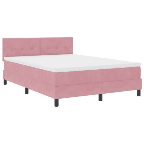Ružičasti Box Spring Krevet s Matracom 140x190 cm Baršun Cijena
