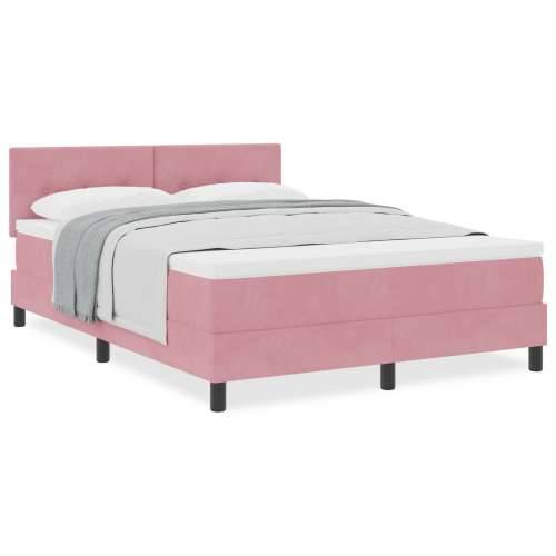 Ružičasti Box Spring Krevet s Matracom 140x190 cm Baršun Cijena