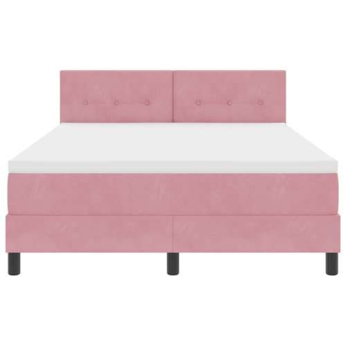 Ružičasti Box Spring Krevet s Matracom 140x190 cm Baršun Cijena