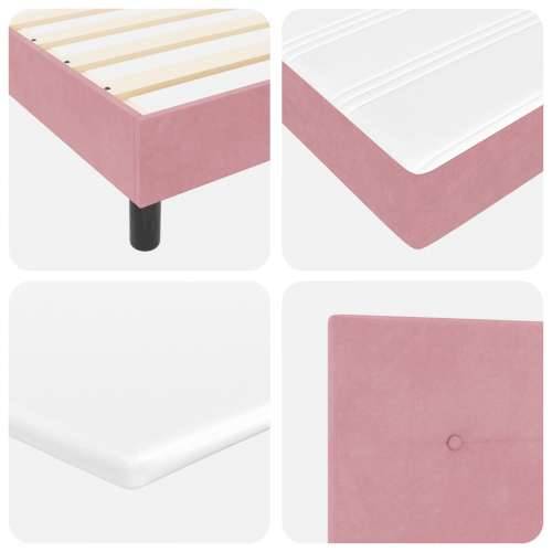 Ružičasti Box Spring Krevet s Matracom 140x190 cm Baršun Cijena