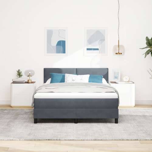 Box Spring Krevet s Madracem Tamno Siva 160x200 cm Baršun Cijena
